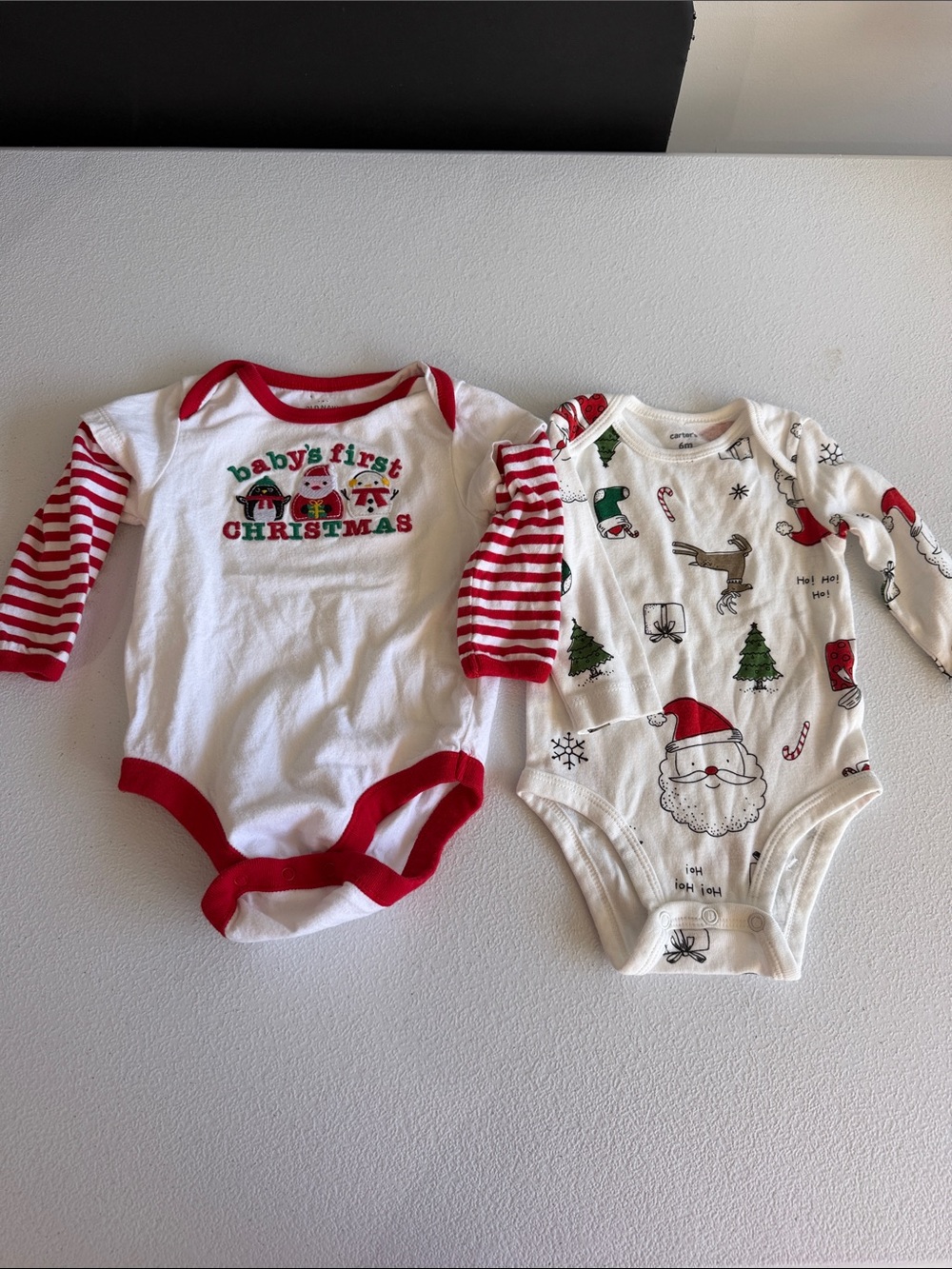 Old Navy Baby White & Red Christmas One-Piece Bodysuits - Holiday Duo